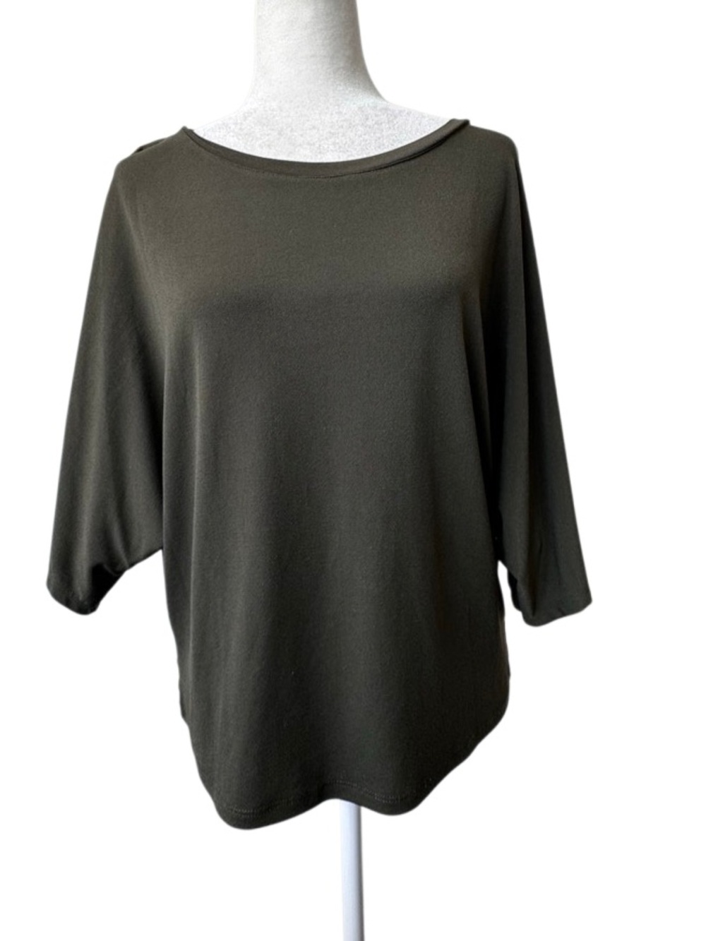 RACHEL Rachel Roy Olive Green Boatneck Dolman Top Cute Dressy SZ XS